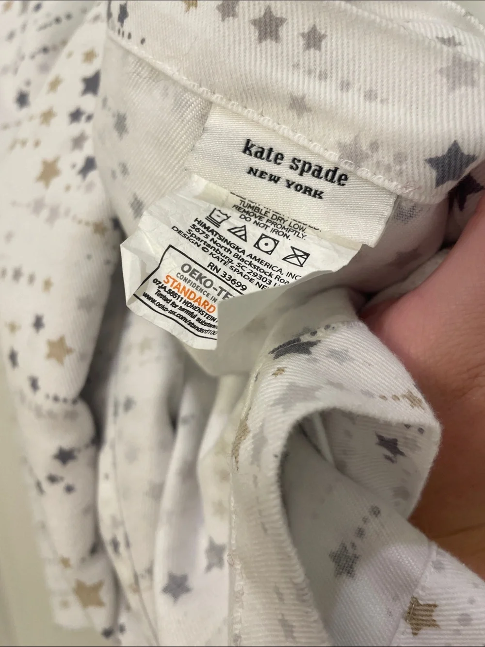 kate spade White Shower Curtain with Gold and Gray Star Print